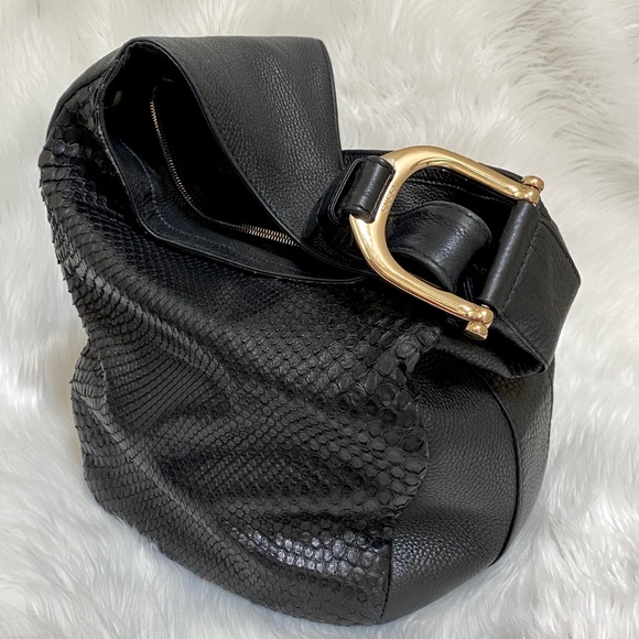 Gucci Handbags - GUCCI BLACK PYTHON HOBO BAG